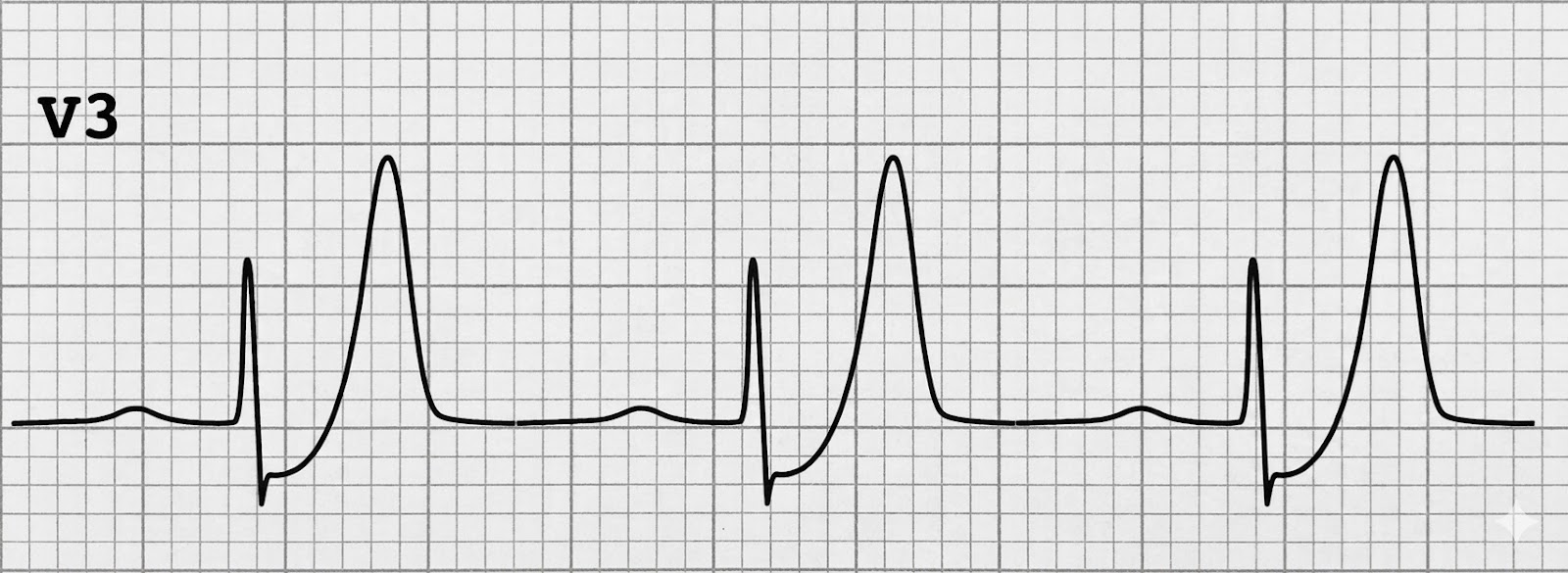 Pattern de De Winter en V3 : ondes T hyperaiguës symétriques avec sous-décalage ascendant du segment ST, signe d'occlusion proximale de l'IVA